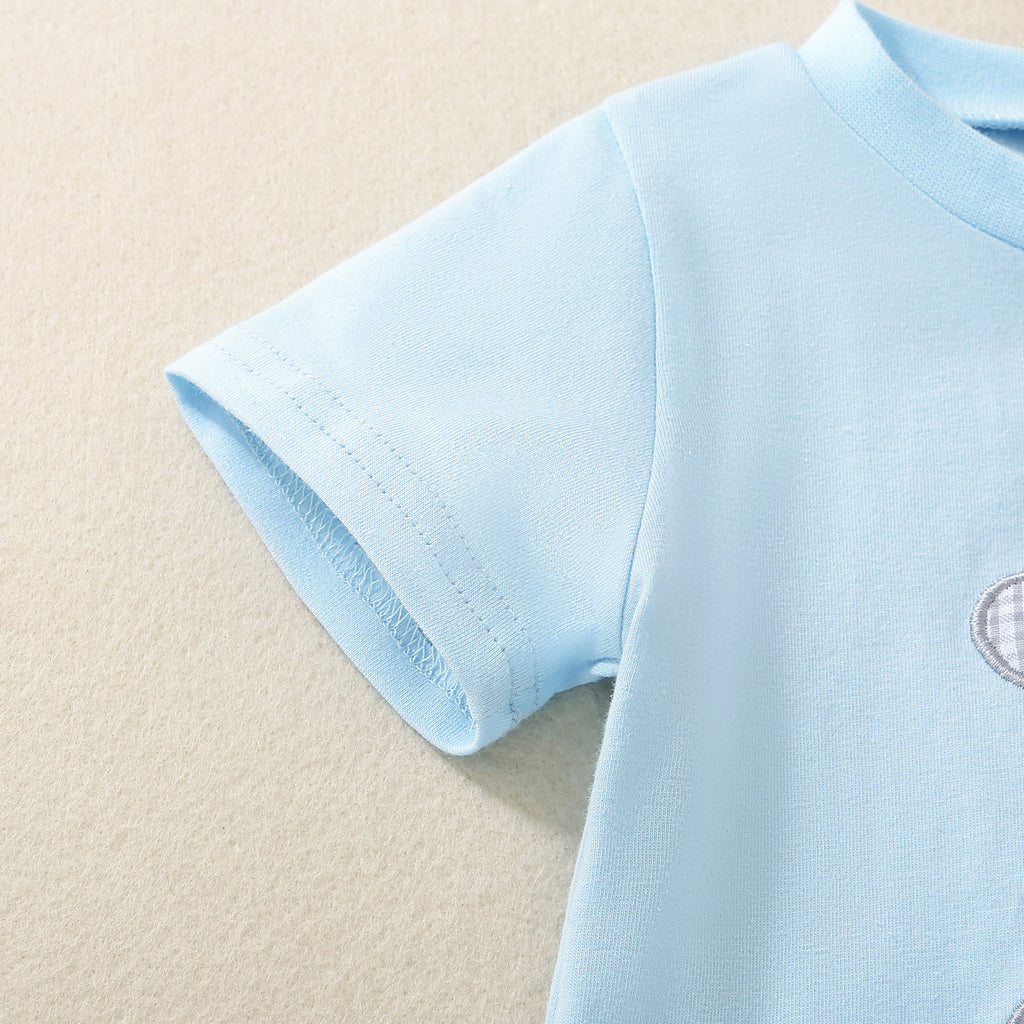 Infant And Toddler Blue Short-Sleeve Rabbit-Print Top And Shorts Set