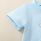 Infant And Toddler Blue Short-Sleeve Rabbit-Print Top And Shorts Set