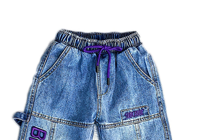 Children's Embroidered Trousers Plus Fleece Thick Pants