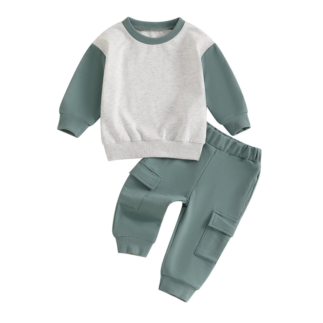 Boys Sporty Color-Block Long-Sleeve Hoodie Set
