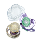 Miyocar Bling Handle Custom Metallic Purple Pacifier Bring 3 Replacement Teat Include All Size for Bo for Boy Girl Gift