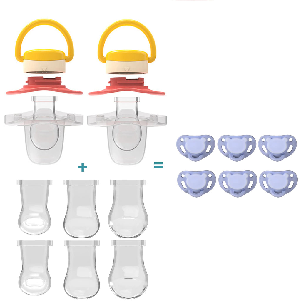 Miyocar Bling Handle Custom Metallic Purple Pacifier Bring 3 Replacement Teat Include All Size for Bo for Boy Girl Gift