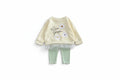 Baby Girl Embroidered Outfit Set - Lace Hem Top & Pants 2-Piece