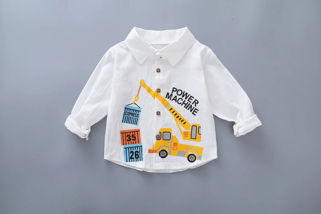 Boys' Gentleman Cotton Shirt - Formal Turn-Down Collar Tee for Kids