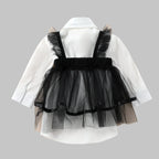 Girls Tulle Dress Blouse - Long Sleeve Fashion Top (1-6 Years)