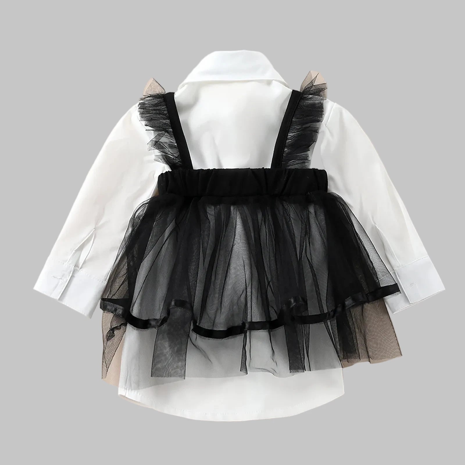 Girls Tulle Dress Blouse - Long Sleeve Fashion Top (1-6 Years)