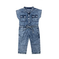 Baby Girl Denim Jumpsuit - Sleeveless Summer Romper