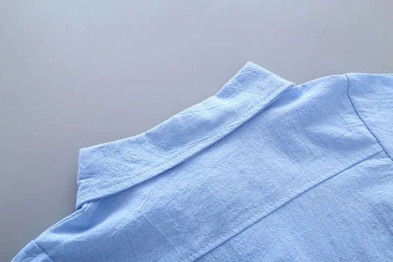 Boys' Gentleman Cotton Shirt - Formal Turn-Down Collar Tee for Kids