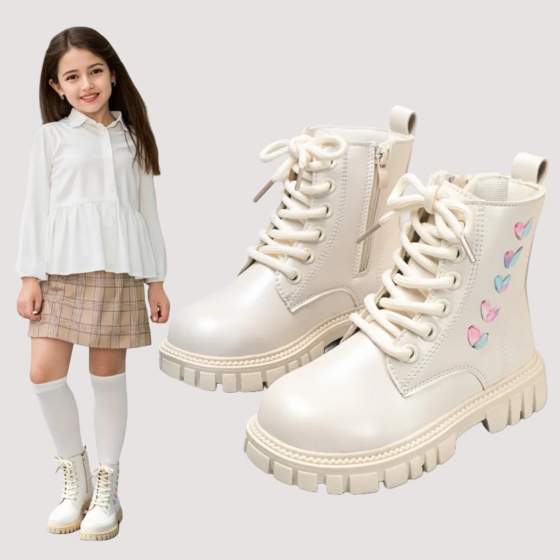 Leather Side Zipper Short Boots - Kidnor