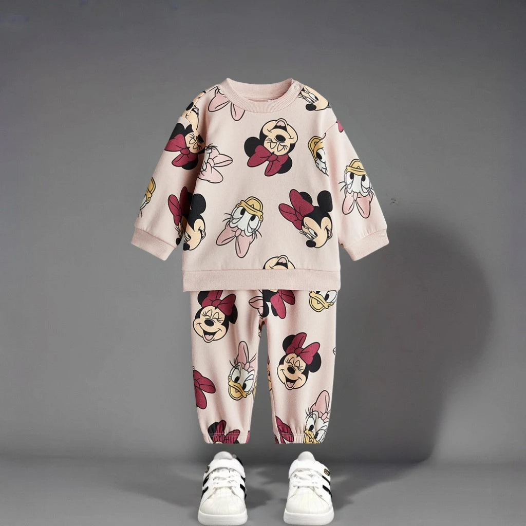 Kids’ Long Sleeve Tracksuit – Full Print Minnie & Mickey Set