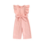 Toddler Girl Off-Shoulder Romper - Solid Color Summer Jumpsuit Ages 1-6