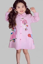 Girls Cartoon Shirt with Back Bow -Fashion Spring dress