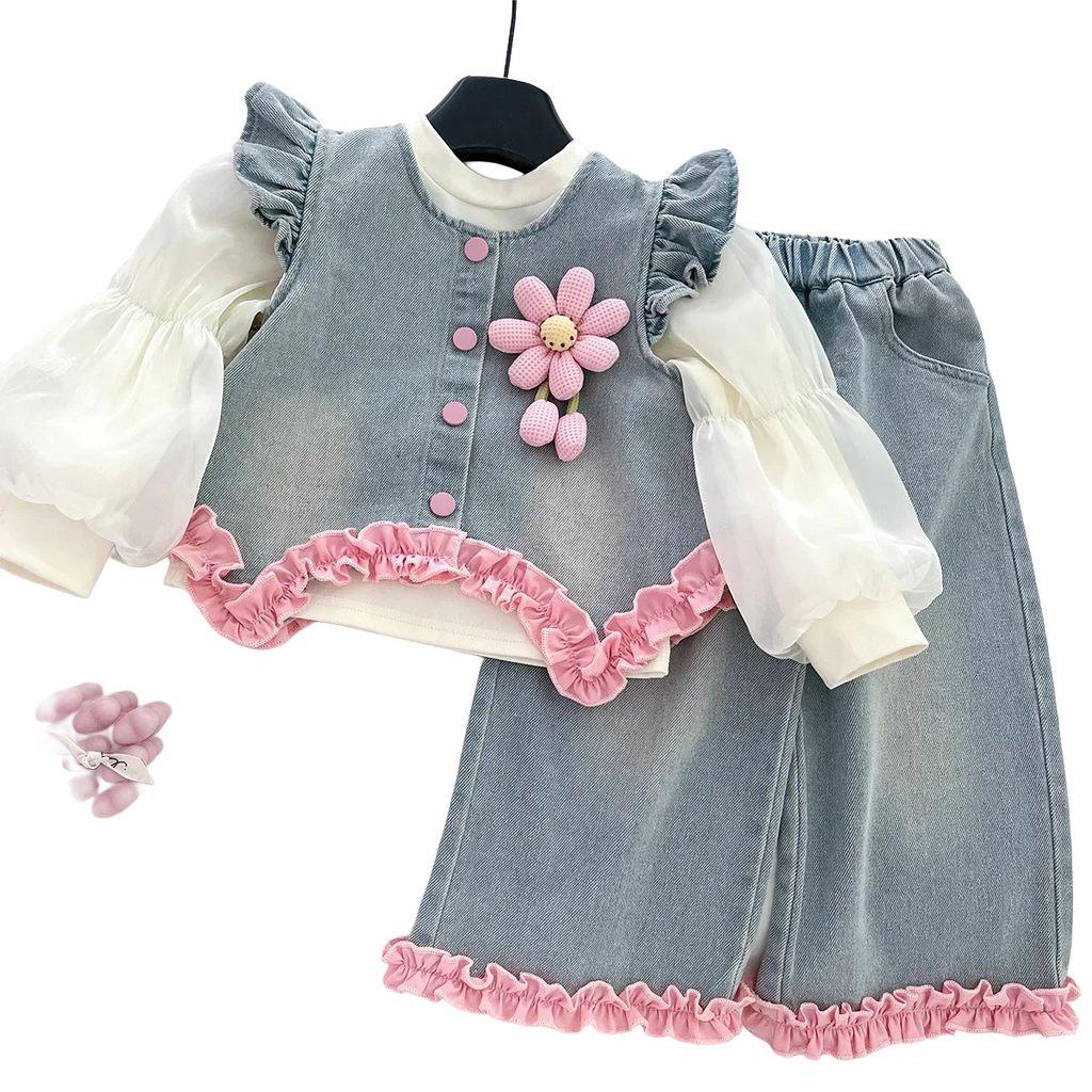 Girl's Denim 3-Piece  Set - Kidnor