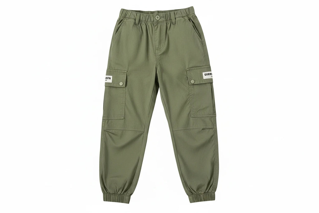 Boys' Cargo Sports Pants - Cotton Sweatpants with High Visibility Details