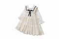 Girls' Sailor Collar Princess Dress - Chiffon Bow Party Dress Ages 4-6