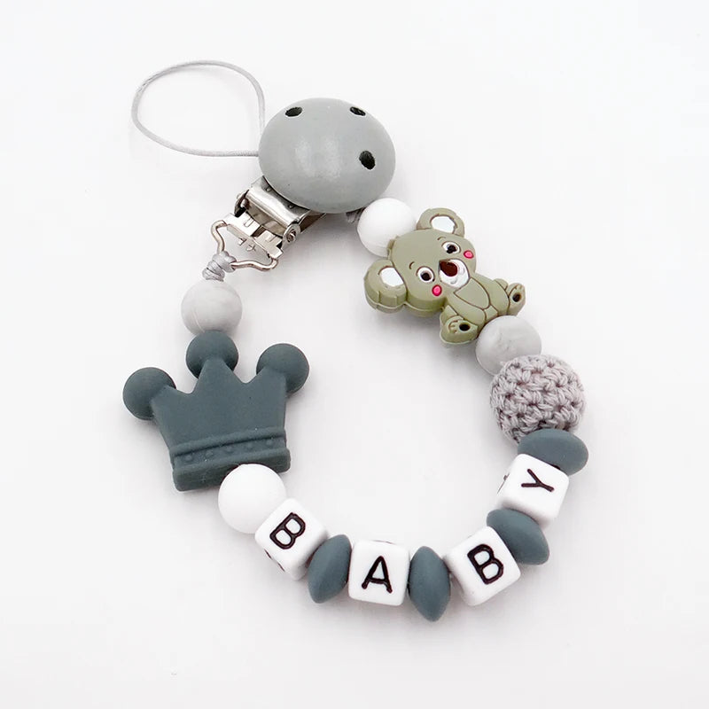 New Handmade Free Personalized Name Pacifier Clips Cute Pacifier Chains Holder Chupetero Personalizado Silicona Baby Shower Gift