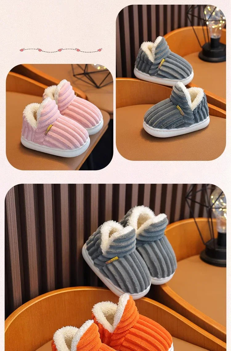 Cotton Shoes Children's Cotton Slippers Winter Warm Bag Home Parent-child Thick Soled Baby