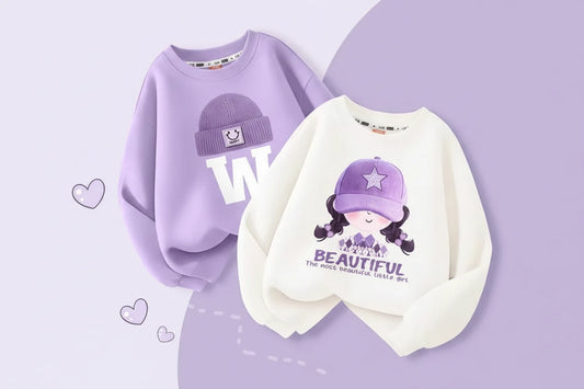 Baby Girls’ Autumn Set – Cartoon Print Long Sleeve T-Shirt, Soft & Fashionable.