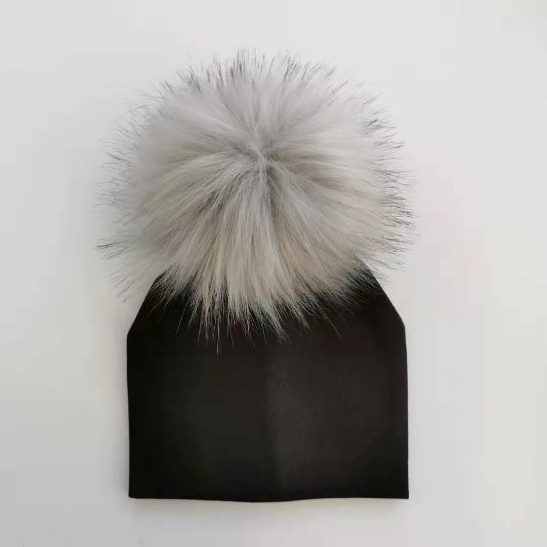 Kids Cotton Pom-Pom Beanie Hats