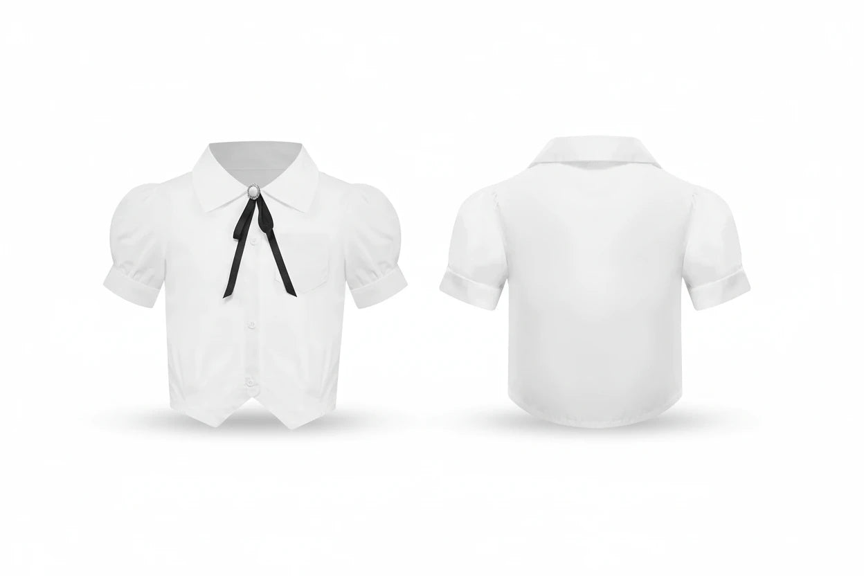 White Cotton Bowknot Blouse - Kidnor