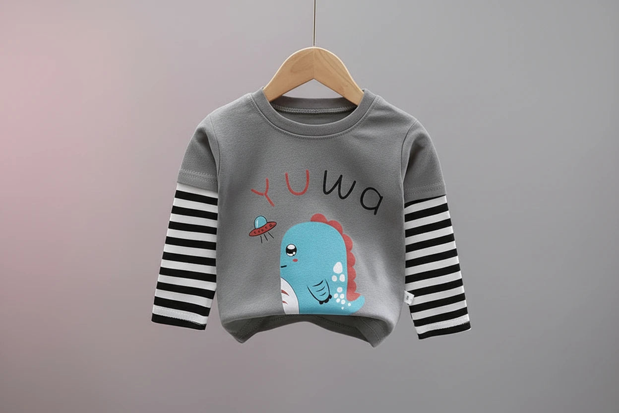 Kids Boys Sweatshirt Fake Two Piece Cotton