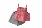 Girls' Cherry Embroidered Shirt & Shorts Set - 2-Piece Summer Outfit