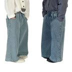 Kids Polka Dot Wide Leg Jeans - Loose Straight Pants