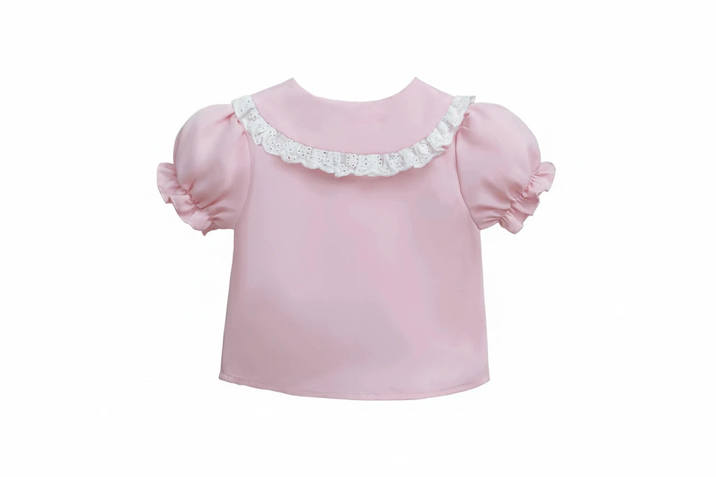 Lace Trim Peter Pan Collar Blouse - Kidnor