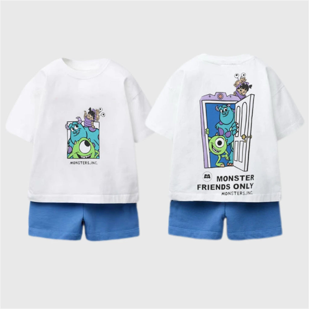 Kids Cartoon T-Shirt & Shorts Set - Disney Summer 2-Piece Outfit