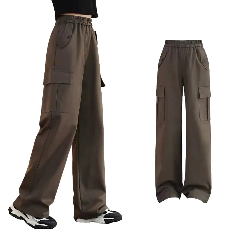Girls' Cargo Wide Leg Pants - Loose Straight Casual Trousers Ages 7-13
