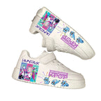 Kids KPOP Fashion Sneakers - White Printed Anti-Slip Sport Shoes