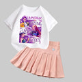 Kpop Demon Hunters Mädchen T-Shirt & Rock Set - Kawaii Cartoon Sommer Outfit