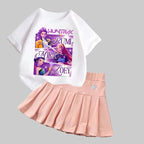 Kpop Demon Hunters Mädchen T-Shirt & Rock Set - Kawaii Cartoon Sommer Outfit
