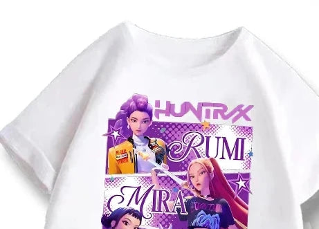 Kpop Demon Hunters Mädchen T-Shirt & Rock Set - Kawaii Cartoon Sommer Outfit