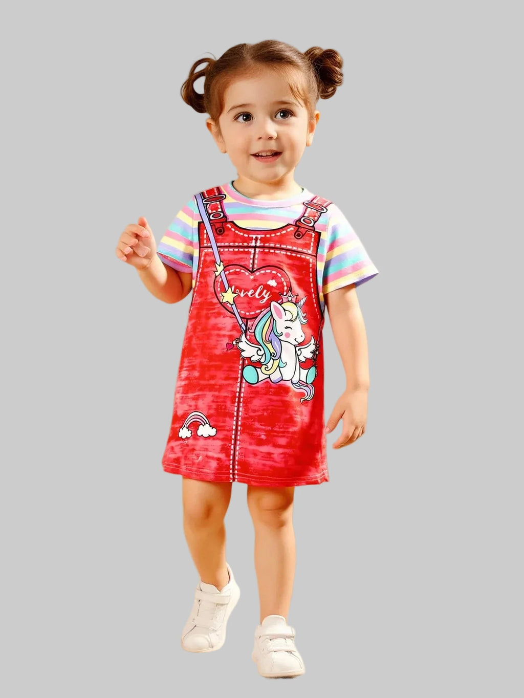Summer Rainbow Stripes T-shirt Dress - Kidnor