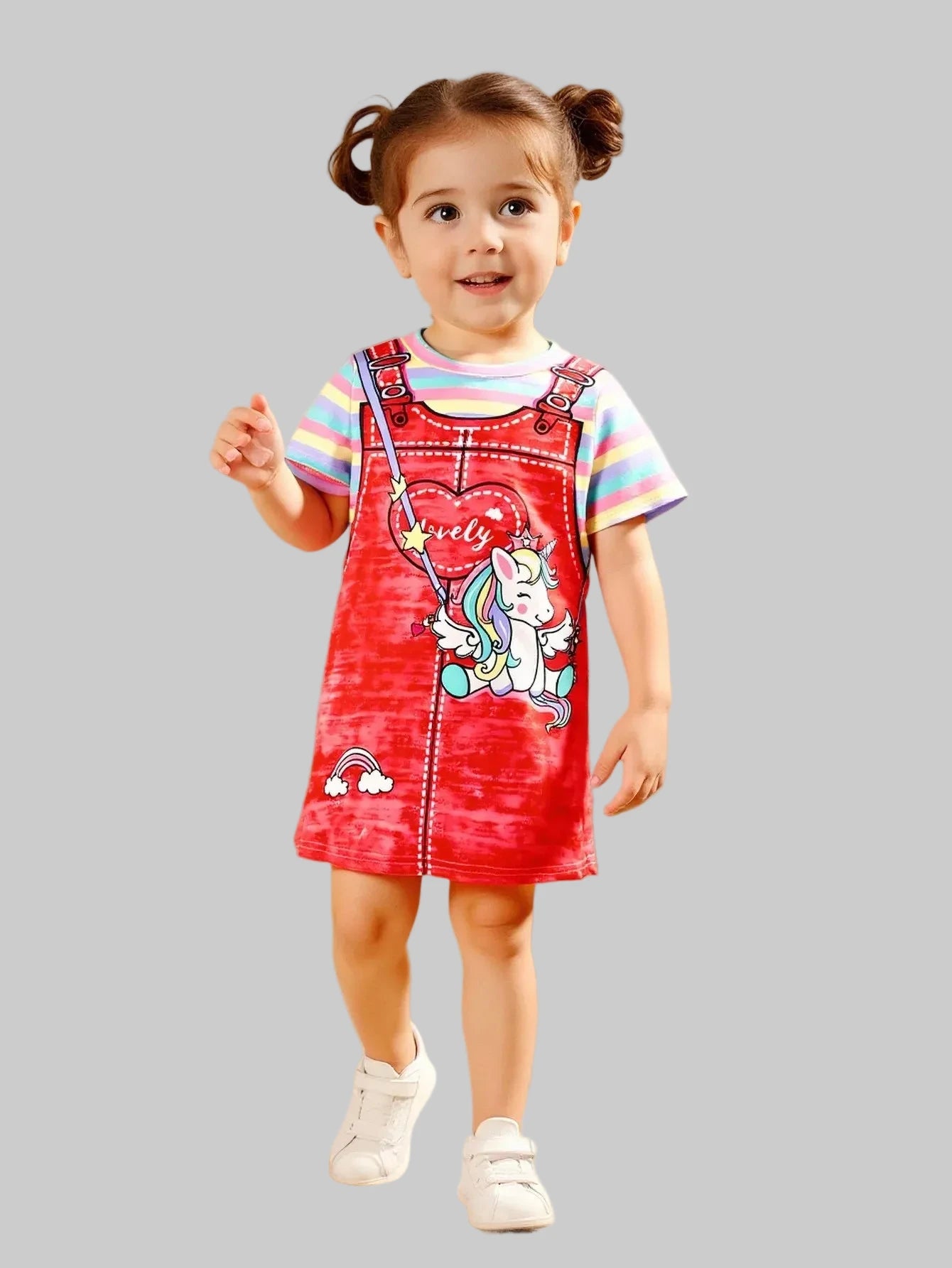 Summer Rainbow Stripes T-shirt Dress - Kidnor