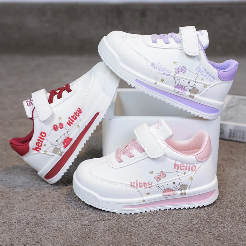 Kids Hello Kitty Sneakers - PU Leather Anti-Slip Shoes (Size 26-37)