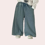 Kids Polka Dot Wide Leg Jeans - Loose Straight Pants
