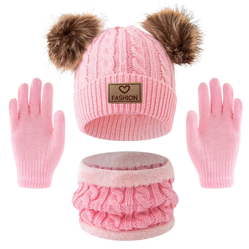 3-Piece Kids Winter Hat & Neck Warmer Set