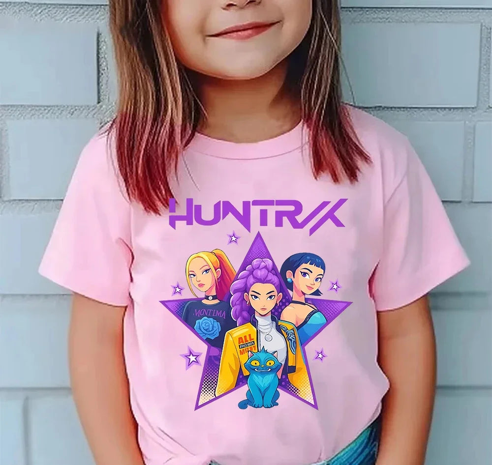K-pop Girl Group T-Shirt - 100% Cotton Summer Tee for Kids