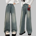 Girls Wide Leg Jeans - Loose Fit Casual Denim Pants