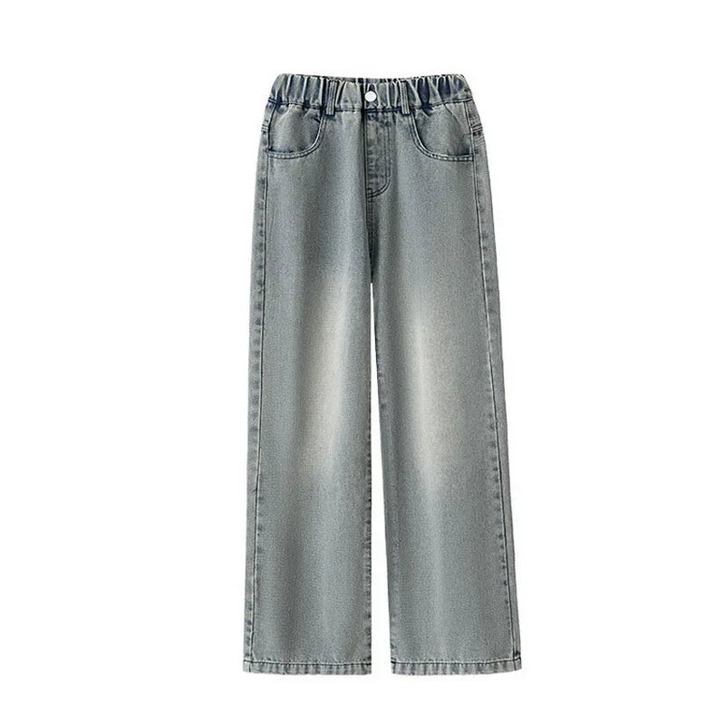 Girls Wide Leg Jeans - Loose Fit Casual Denim Pants