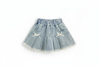 Girls Denim Bow A-Line Skirt - Kidnor