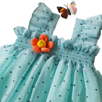 Baby Girl Floral Princess Dress - Halter Neck Summer Dress with Hearts