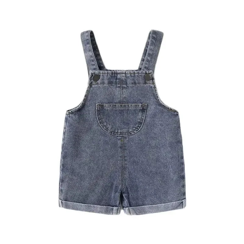 Toddler Denim Overalls - Solid Color Jumpsuit for Kids Ages 1-3