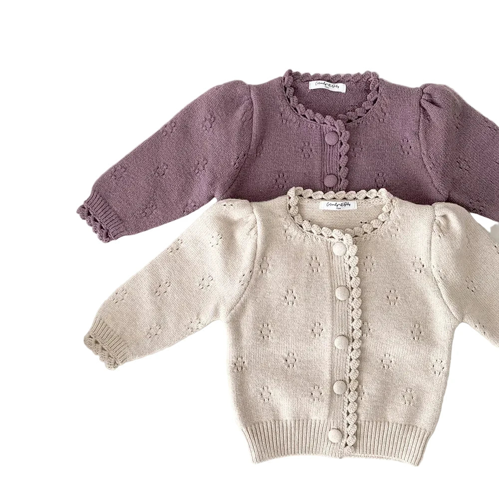 Girls' Knitted Cardigan - Princess Crochet Sweater