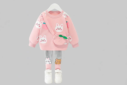 Baby Girls Rabbit T-Shirt & Pants Outfit Set - Kidnor