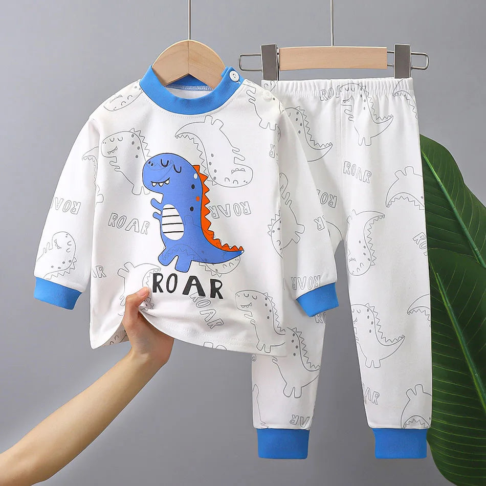 Kids Cartoon Dinosaur Pajamas Set – Soft & Comfortable