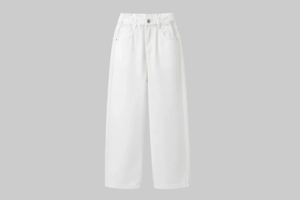 Girls White Bow Denim Jeans - Kidnor