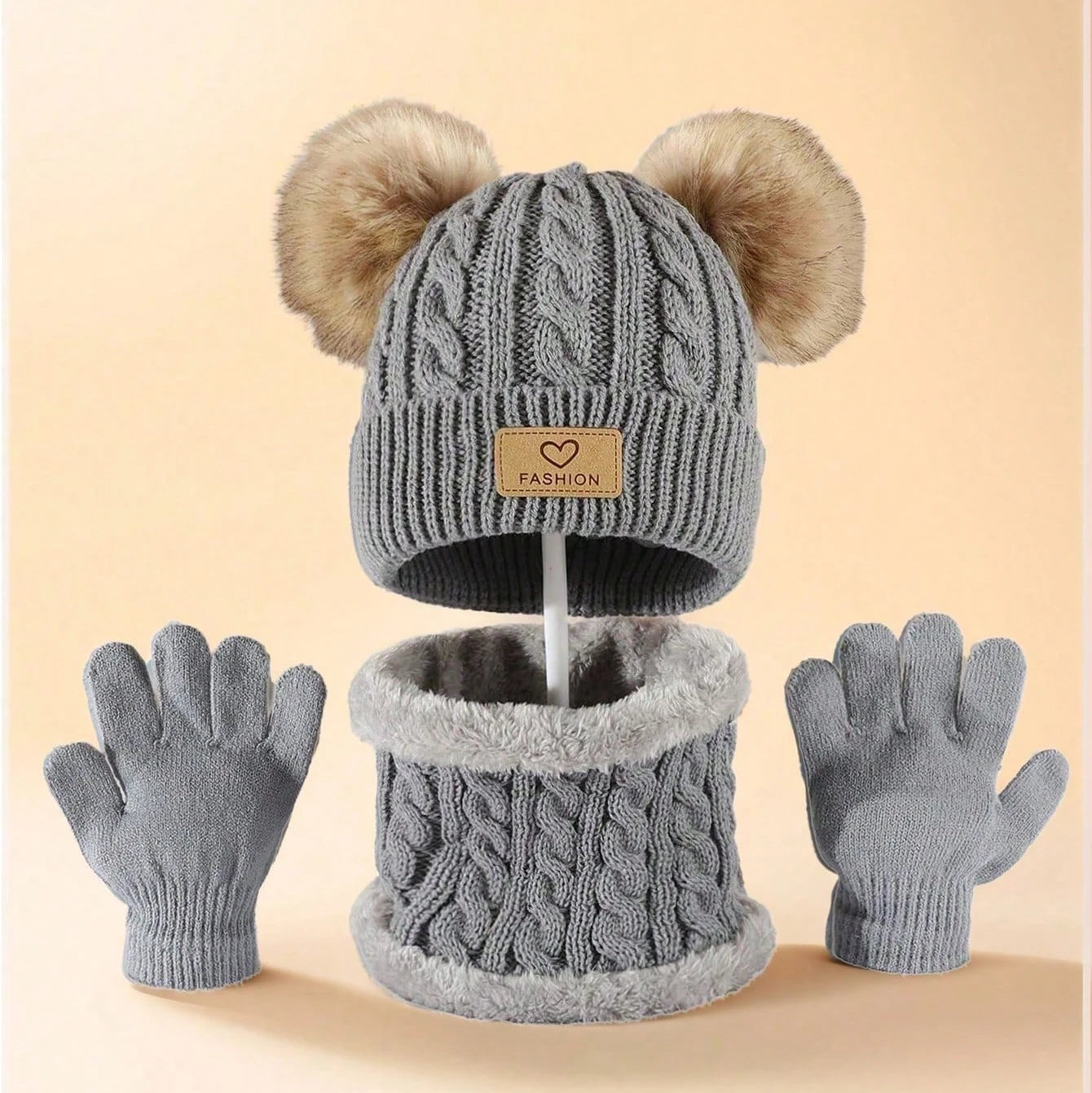 3-Piece Kids Winter Hat & Neck Warmer Set